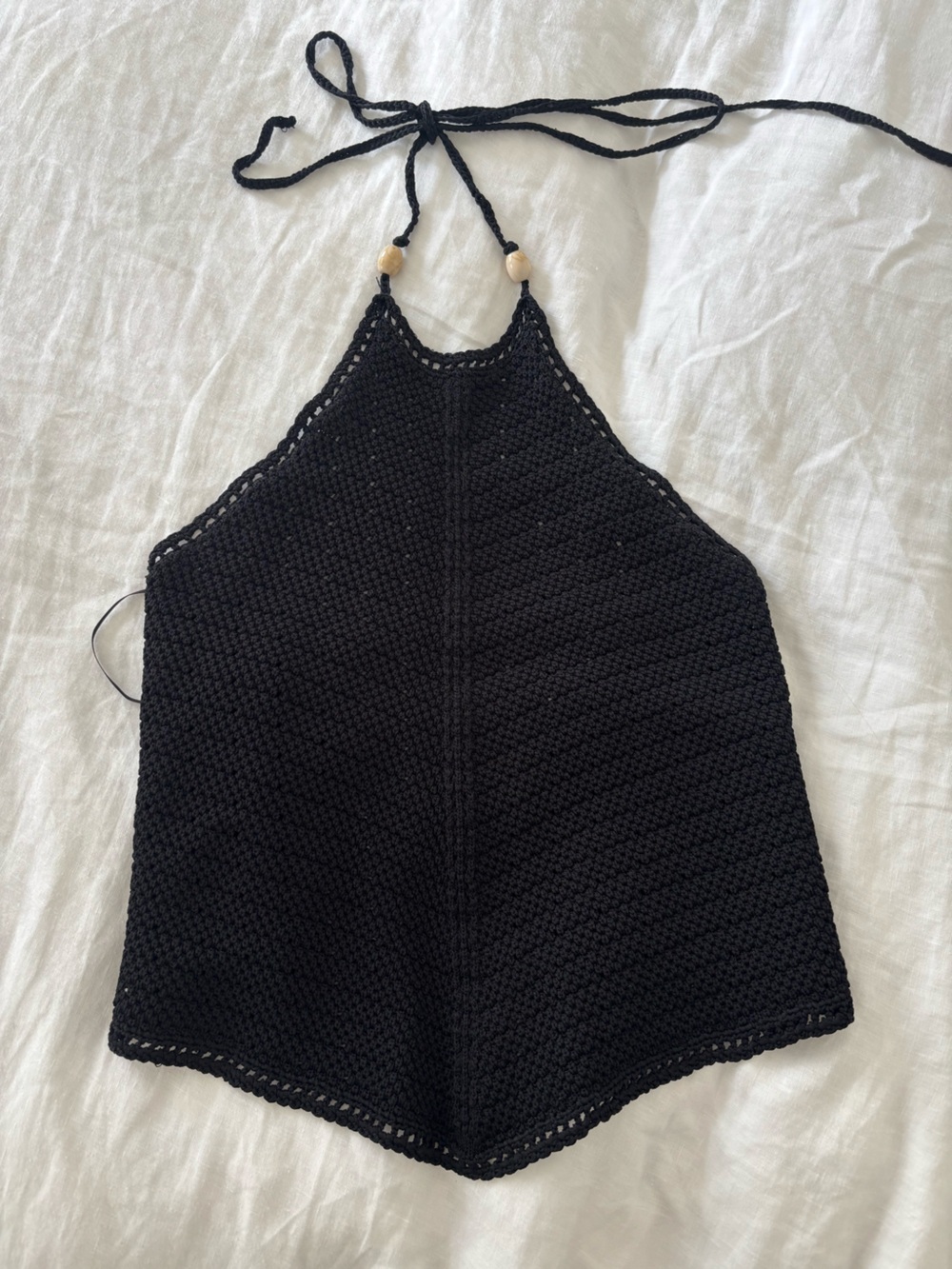 Dissh Black Crocheted Halter Top